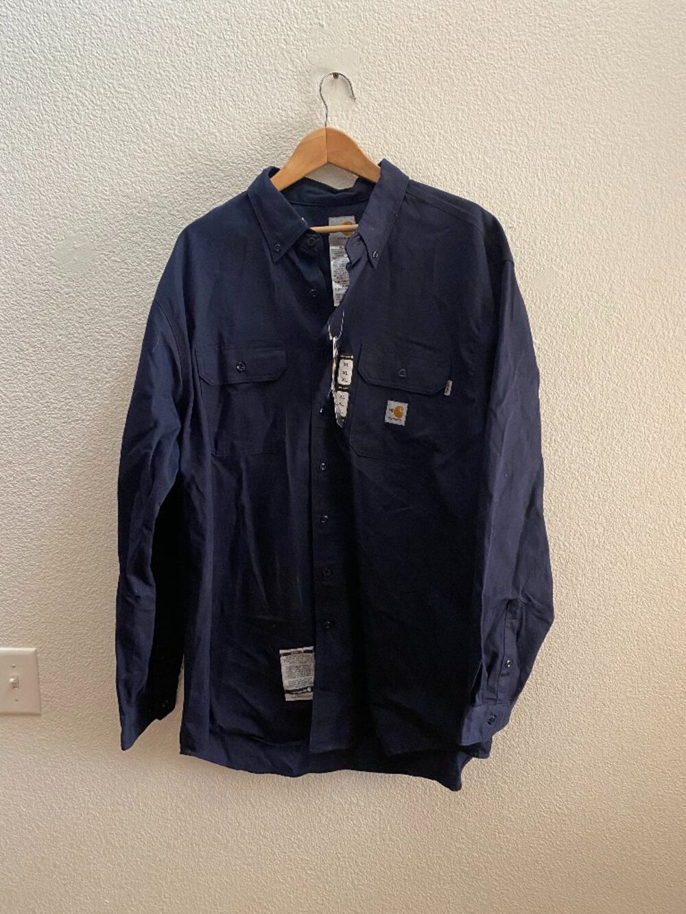 NWT Carhartt FRS 160DNY Dark Navy Button Down Shirt Men's XL NEW Workwear Work